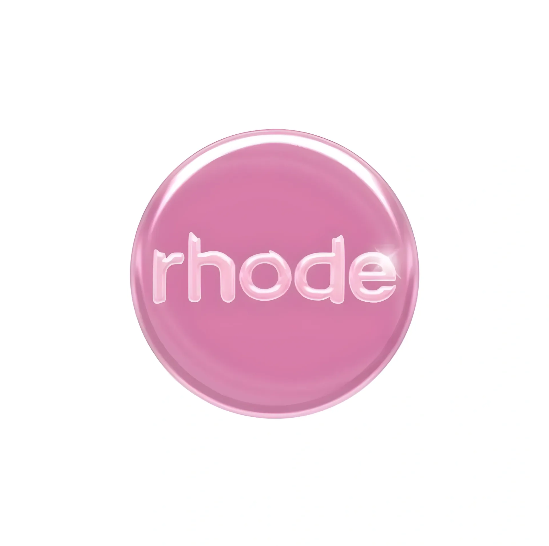 شعار دائري وردي لعلامة rhode على تغليف المنتج